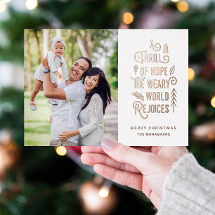 A Thrill of Hope Moderne kerstfoto Folie Feestdagenkaart