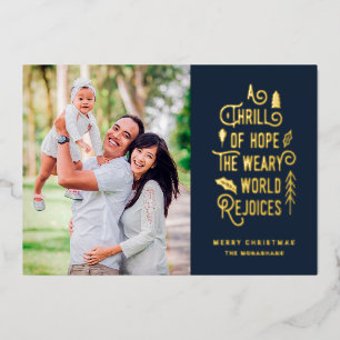 A Thrill of Hope   Moderne kerstfoto Folie Feestdagenkaart