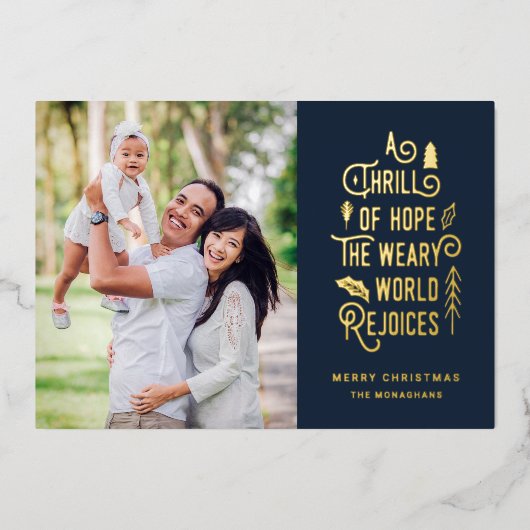 A Thrill of Hope | Moderne kerstfoto Folie Feestdagenkaart (Voorkant)