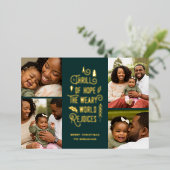 A Thrill of Hope | Moderne Kerstmis met fotocollag Folie Feestdagenkaart (Staand Voorkant)