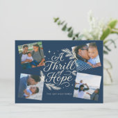 A Thrill of Hope Navy 4 Photo Collage Religious Feestdagenkaart (Staand voorkant)