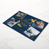 A Thrill of Hope Navy Religious 4 Photo Collage Folie Feestdagenkaart (Gedraaid)
