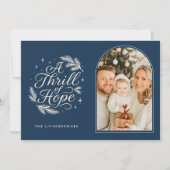 A Thrill of Hope Navy Religious Arch Photo Feestdagenkaart (Voorkant)