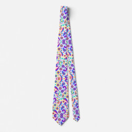 A tie with a vibrant, colorful paisley pattern stropdas