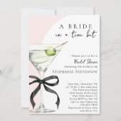 A Tini Bit Black Bow Martini Pink Bridal Shower Kaart (Voorkant)