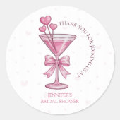 A Tini Bit Engaged Pink Martini Bridal Shower  Ronde Sticker (Voorkant)