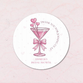 A Tini Bit Engaged Pink Martini Bridal Shower  Ronde Sticker