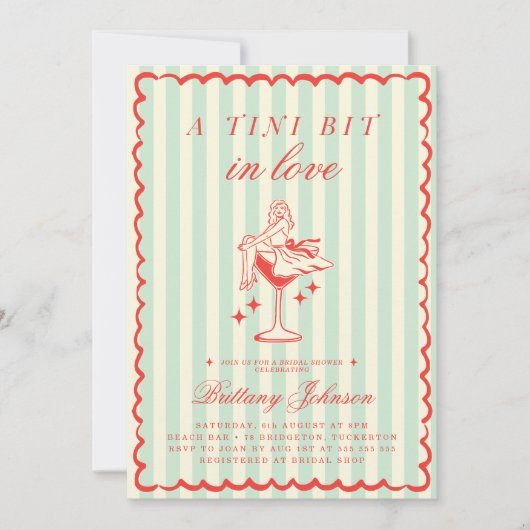 A Tini Bit In Love Martini Vrijgezellenfeest Kaart (Voorkant)