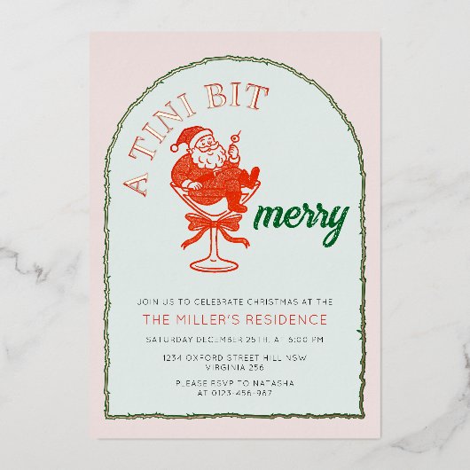 A Tini Bit Merry Christmas Cocktail Party Folie Uitnodiging (Voorkant)