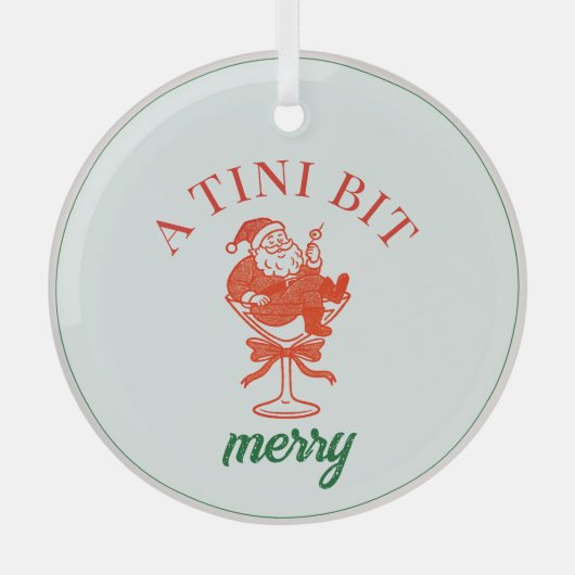 A Tini Bit Merry Christmas Santa Claus Glas Ornament (Voorkant)