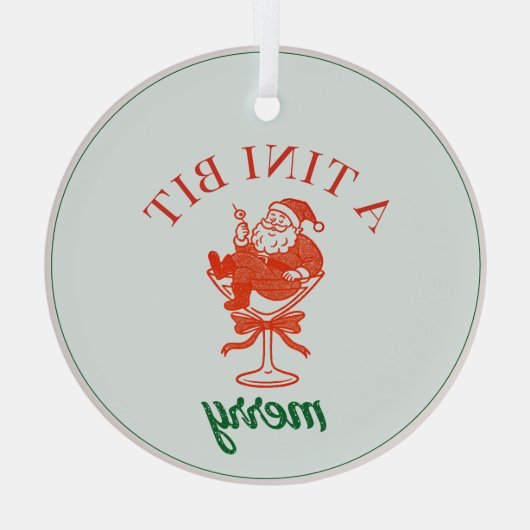 A Tini Bit Merry Christmas Santa Claus Glas Ornament (Achterkant)