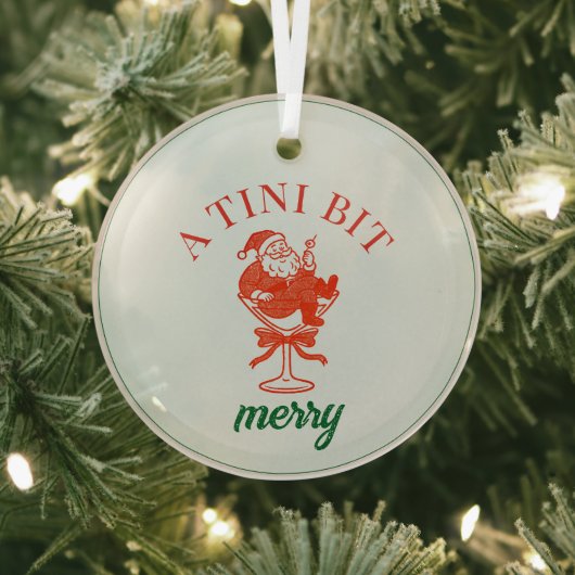 A Tini Bit Merry Christmas Santa Claus Glas Ornament (Insitu)