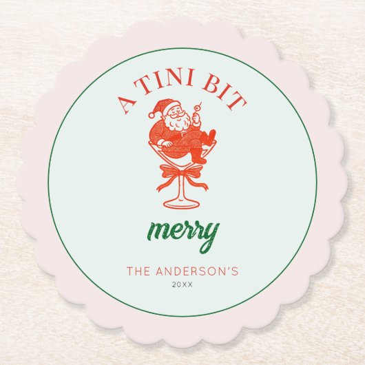 A Tini Bit Merry Christmas Santa Claus Kartonnen Onderzetters (Voorkant)
