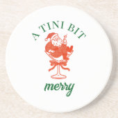 A Tini Bit Merry Christmas Santa Claus Zandsteen Onderzetter (Voorkant)