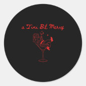A Tini Bit Merry Funny Santa Martini Tail Christma Ronde Sticker (Voorkant)