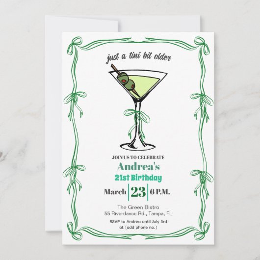 A Tini Bit Older 21st Birthday Party Kaart (Voorkant)
