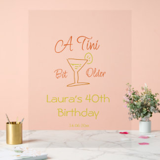 A tini bit older 40th birthday name date martini c acryl bord