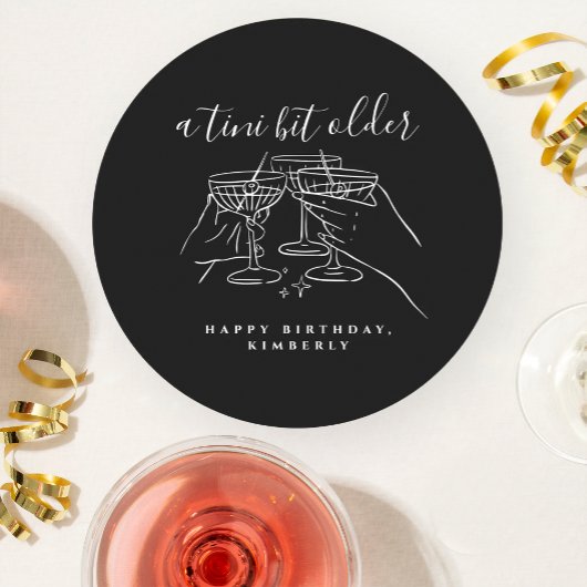 A Tini Bit Older Black Hand Drawn Birthday Party Ronde Kartonnen Onderzetter