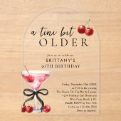 A Tini Bit Older Cherry Martini Women's Birthday Acryl Uitnodigingen (Voorkant)