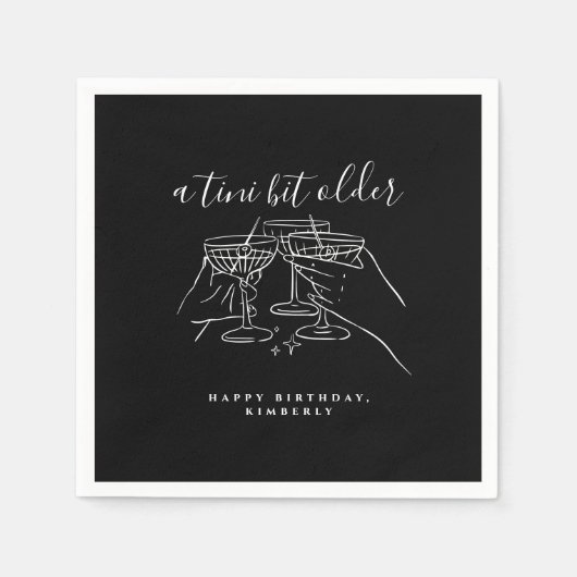 A Tini Bit Older Chic Black Martini Birthday Party Servet (Voorkant)