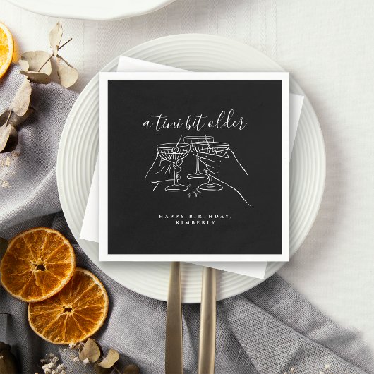 A Tini Bit Older Chic Black Martini Birthday Party Servet
