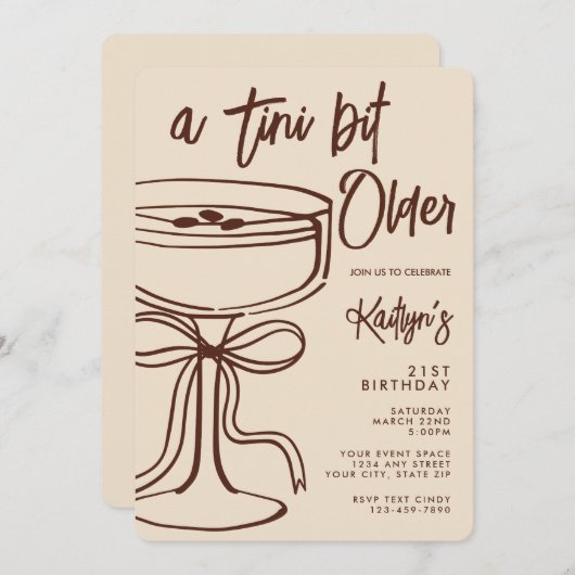 A Tini Bit Older Espresso Martini 21st Birthday Kaart (Voorkant / Achterkant)