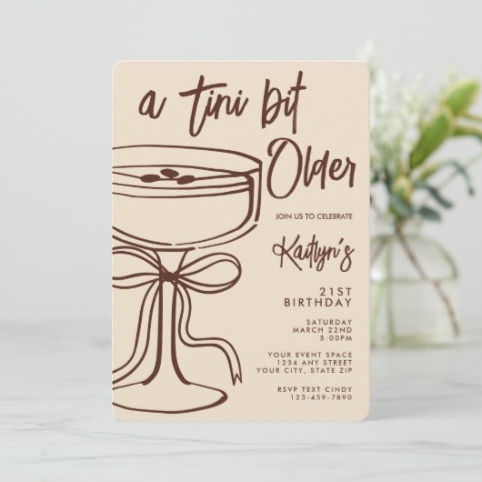 A Tini Bit Older Espresso Martini 21st Birthday Kaart (Staand voorkant)