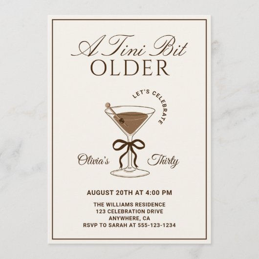 A Tini Bit Older Espresso Martini 30th Birthday Kaart (Voorkant)