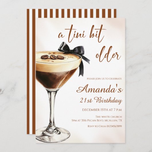 A Tini Bit Older Espresso Martini Birthday Kaart (Voorkant / Achterkant)
