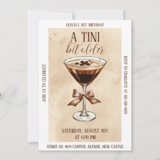 A Tini Bit Older Espresso Martini Birthday Party Kaart