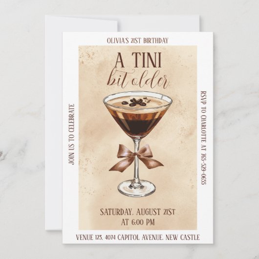 A Tini Bit Older Espresso Martini Birthday Party Kaart (Voorkant)