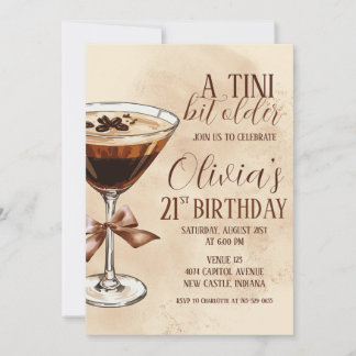 A Tini Bit Older Espresso Martini Birthday Party Kaart
