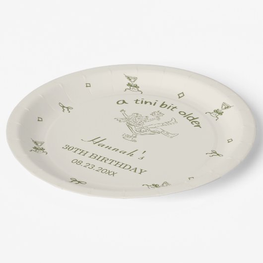 A Tini Bit Older Espresso Martini Bow Birthday Papieren Bordje (Gekanteld)