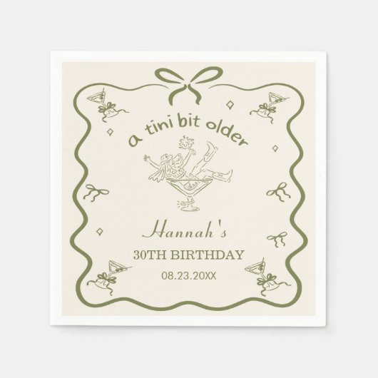 A Tini Bit Older Espresso Martini Bow Birthday Servet (Voorkant)