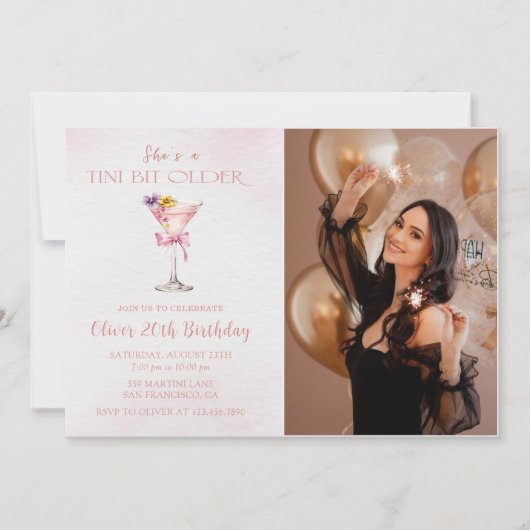 A Tini Bit Older Martini 20th Birthday Party Photo Kaart (Voorkant)