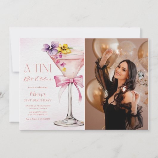 A Tini Bit Older Martini 21st Birthday Party Photo Kaart (Voorkant)