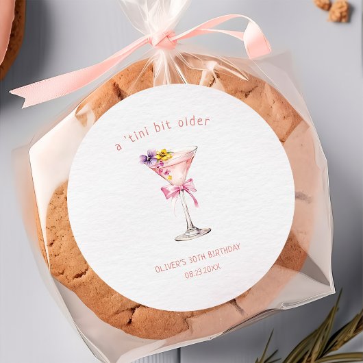 A Tini Bit Older Martini 30th Birthday Party Ronde Sticker