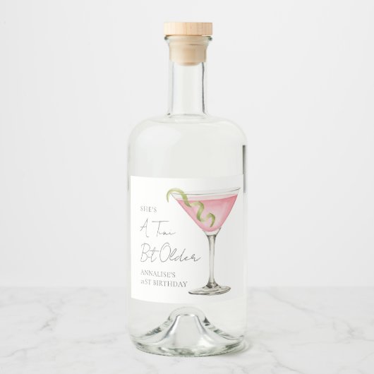 A Tini Bit Older Martini Birthday Likeurfles Etiket (Voorkant)