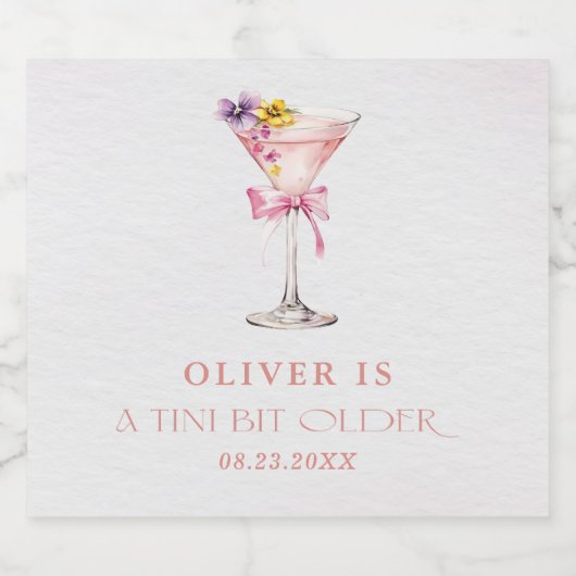 A Tini Bit Older Martini Birthday Party Sparkling Wijnetiket (Enkel label)