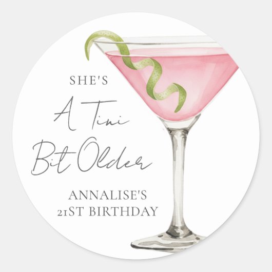 A Tini Bit Older Martini Birthday Ronde Sticker (Voorkant)