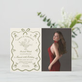 A Tini Bit Older Martini Bow Forty Birthday Photo Kaart (Staand voorkant)