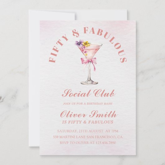 A Tini Bit Older Martini Fifty & Fabulous Birthday Kaart (Voorkant)