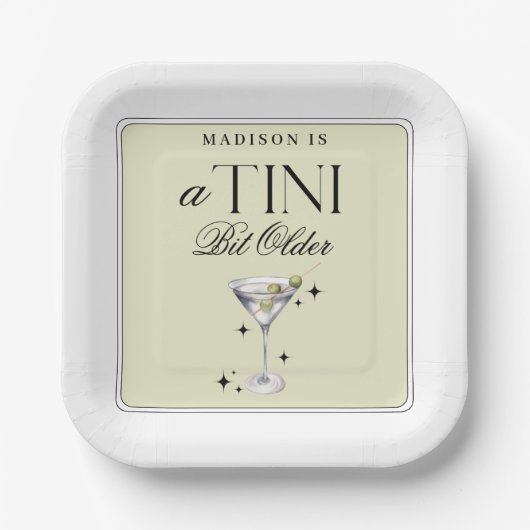 a Tini Bit Older Martini Olive Birthday Papieren Bordje (Voorkant)