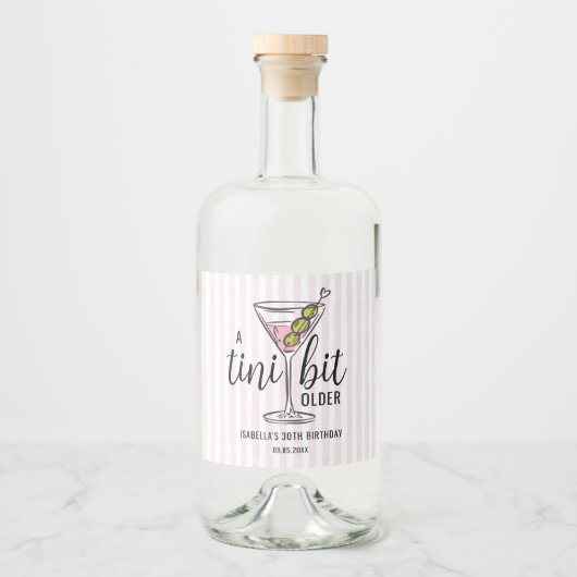 A Tini Bit Older Pink Martini Birthday Likeurfles Etiket (Voorkant)