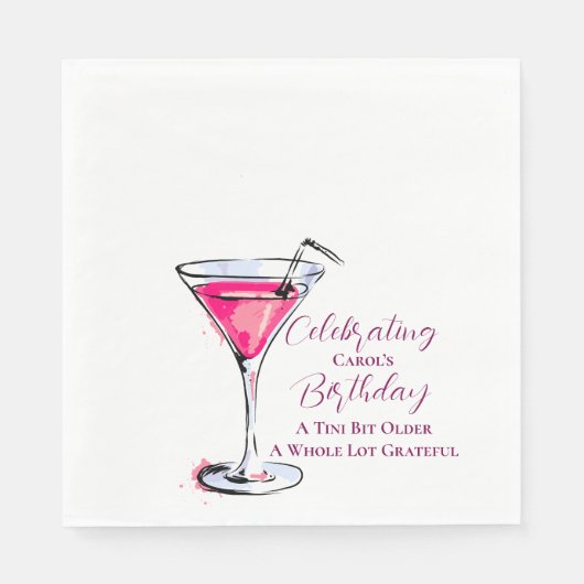 A Tini Bit Older Pink Martini Birthday Party Paper Servet (Voorkant)