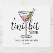 A Tini Bit Older Pink Martini Cocktail Birthday Likeurfles Etiket (Enkel label)