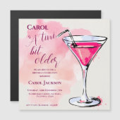 A Tini Bit Older Pink Martini Cocktail Birthday Magnetische Uitnodiging (Voorkant / Achterkant)