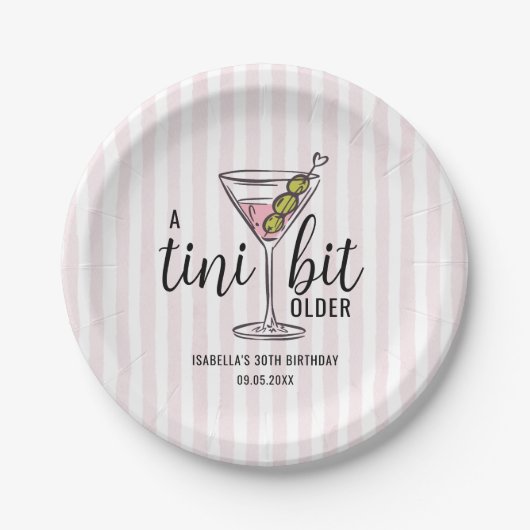 A Tini Bit Older Pink Martini Themed Birthday Papieren Bordje (Voorkant)