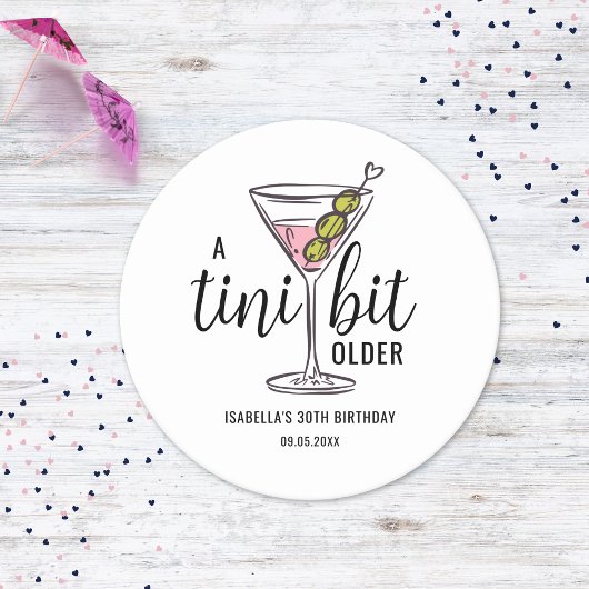 A Tini Bit Older Pink Martini Themed Birthday Ronde Kartonnen Onderzetter
