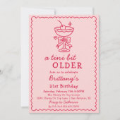 A Tini Bit Older Pink Red Cherry Martini Birthday Kaart (Voorkant)